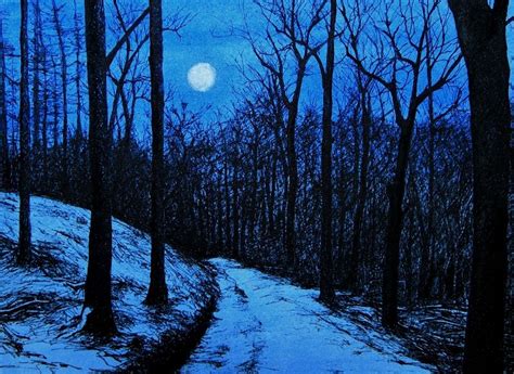 Ann Whitfield Home Painting Snow Landscape Paintings Moonlight