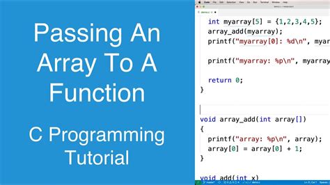 Passing An Array To A Function C Programming Tutorial YouTube