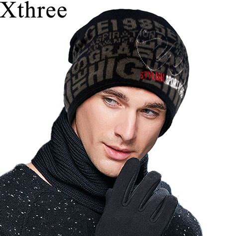 Xthree Men Winter Hat Knitted Beanies Skullies Warm Bonnet Caps Baggy