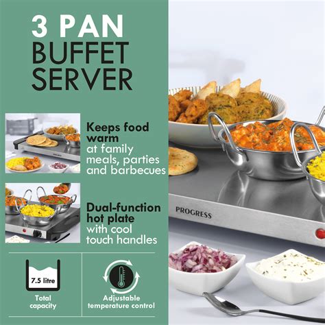 Large Portable Three Food Warmer Buffet Server 3 X 25 L Pans