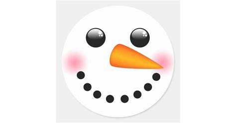 Snowman Face Classic Round Sticker Zazzle