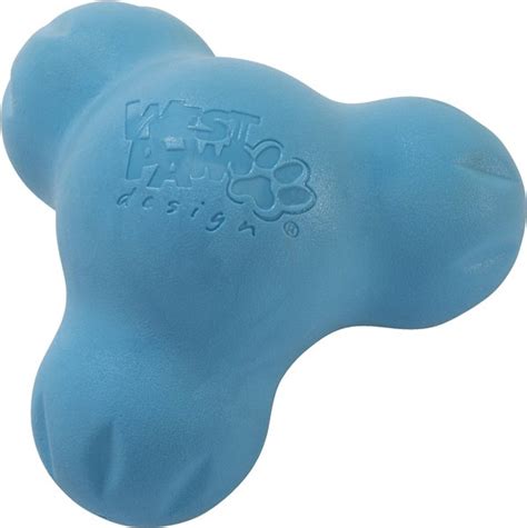 West Paw Zogoflex Small Tux Tough Treat Dispensing Dog Chew Toy Aqua