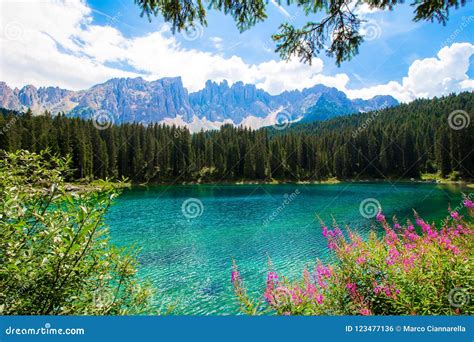 The Karersee A Lake In The Italian Dolomites Stock Photo Image Of