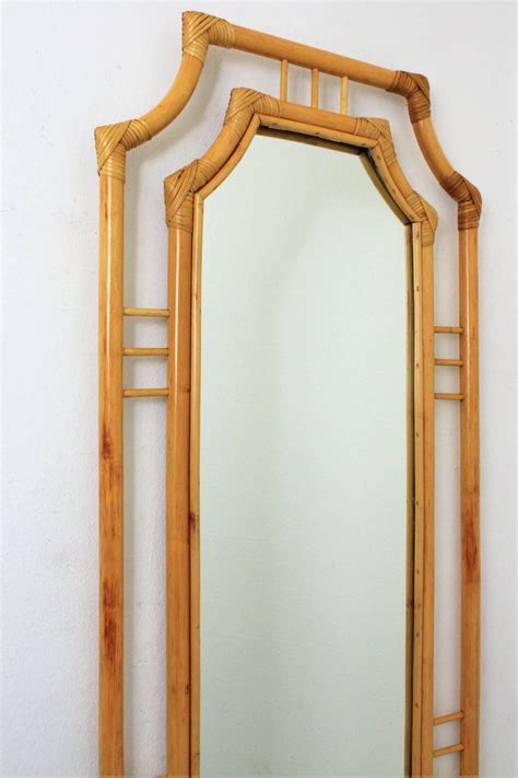 Diameter of mirror 6 1/2 in., diameter with frame approx. Large Chinoiserie Bamboo Rectangular Wall Mirror, Spain ...