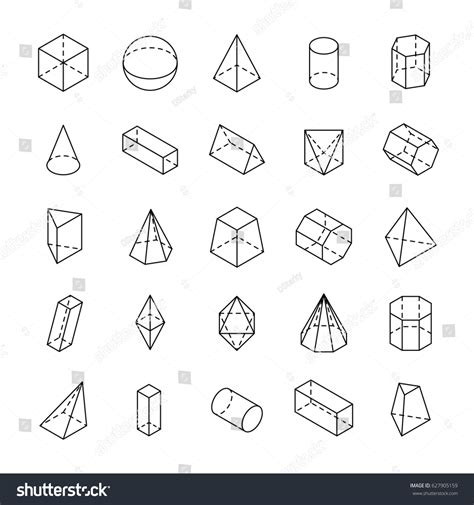 The easiest way to draw an ellipse with the correct shape is to use the isocircle option of the ellipse command. Huge Set 3d Geometric Shapes Isometric Stock Vector ...