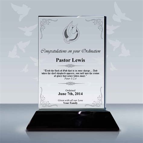 Pastor Installation Gift Plaque Rectangular Crystal Award Plaque Goodcount D Crystal
