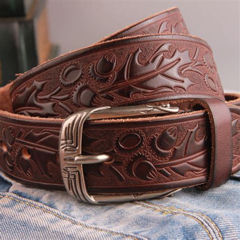 Buy Mens Belts Luxury Genuine Leather Vintage Carving