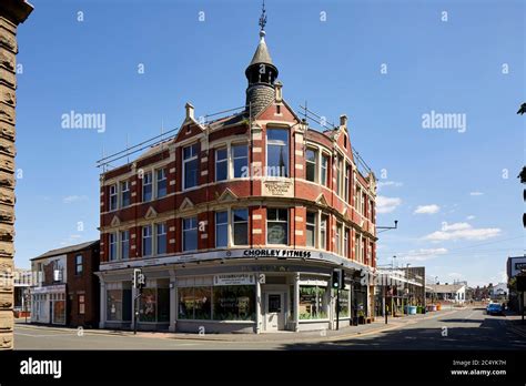 Chorley town centre in lancashire Shepherds' Victoria Hall Chapel Street large victorian red ...