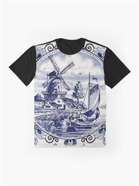 Dutch Blue Delft Vintage Windmill Print T Shirt By Posterbobs