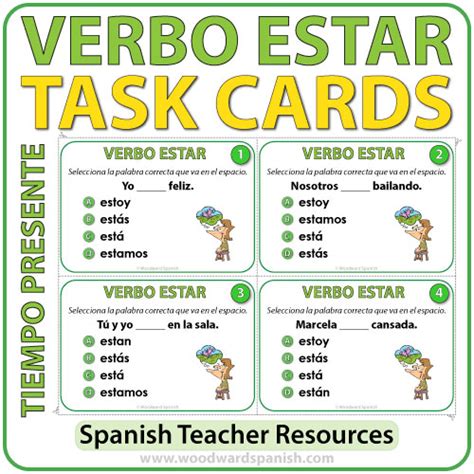Estar Present Tense Spanish Task Cards Woodward Spanish