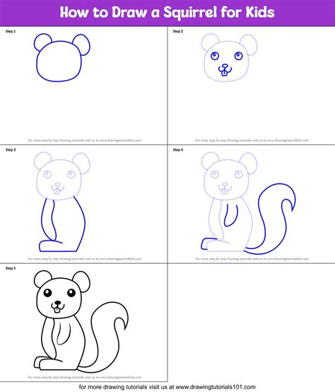 How To Draw A Squirrel For Kids Animals For Kids Step By Step