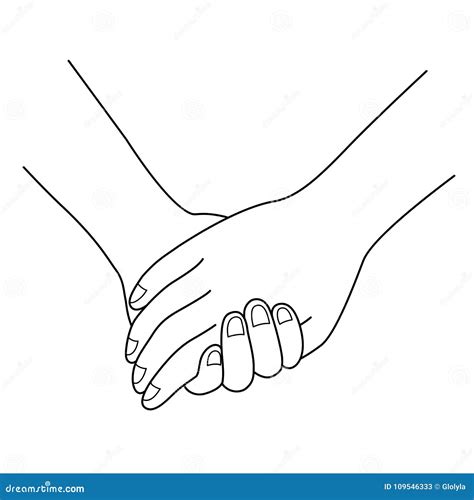 Couple Holding Hands Outline Stock Vector Illustration Of Love Background