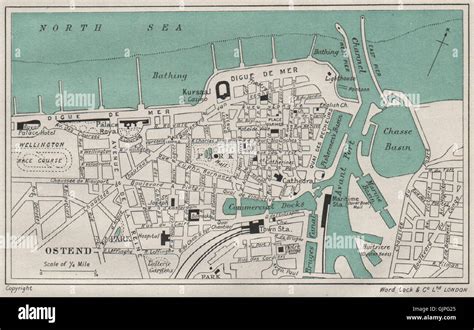 Ostend Vintage Towncity Plan Belgium Ward Lock 1926 Vintage Map