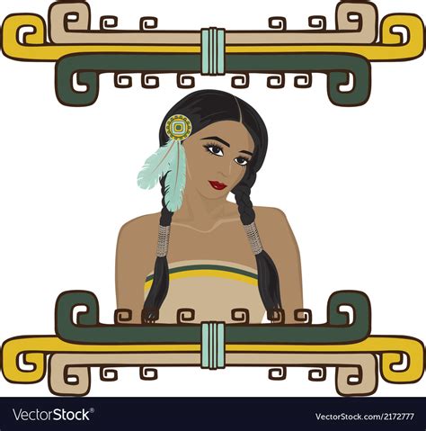 portrait of beautiful native american indian girl vector image