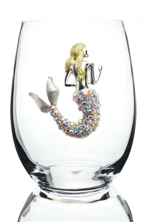 Jeweled Stemless Wine Glass Mermaid Luxurious Interiors