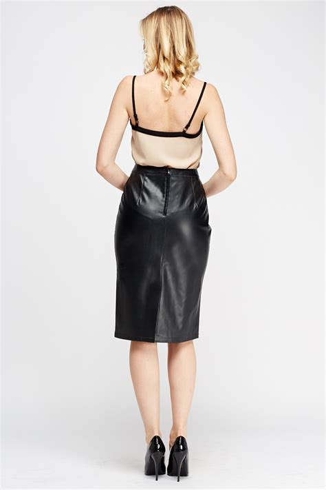 Faux Leather Midi Skirt Just 6