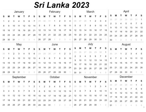 Free Printable Sri Lanka 2023 Calendar With Holidays Pdf