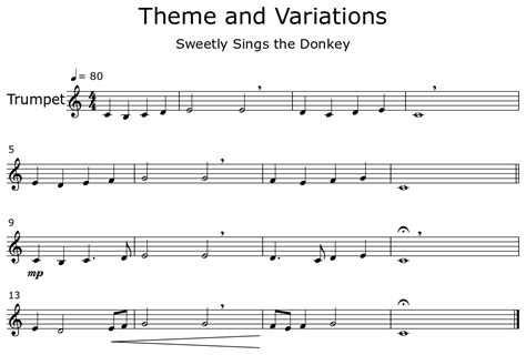Theme And Variations Sheet Music For Trumpet