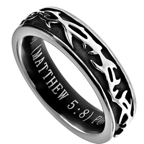 Crown Of Thorns Purity Ring For Girls Stainless Steel With Bible Vers