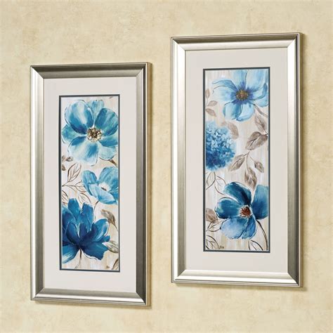 Blue Garden Floral Framed Wall Art Set