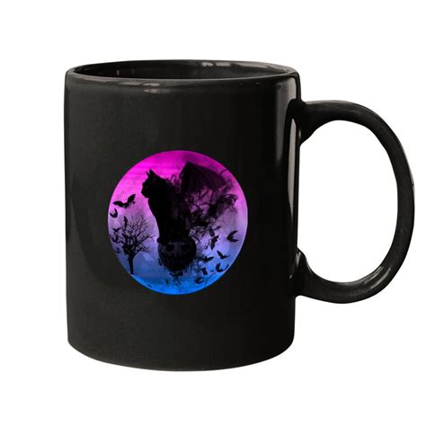 Bisexual Gothic Batcat Halloween Full Moon Spooky Bats Bi Mugs Sold By