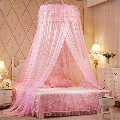 Princess roses ruffle princess purple bed canopy free shipping from usa. Pink Princess Round Lace Bed Canopies Mosquito Neting for ...