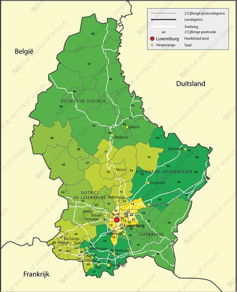 Digital Zip Code Map Luxembourg 1319 The World Of