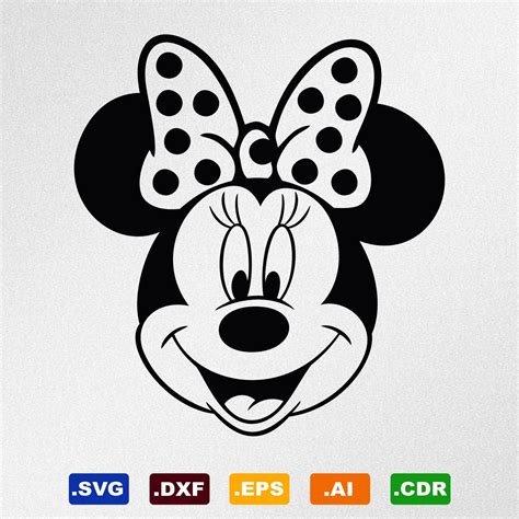 Minnie Mouse Head Svg Dxf Eps Ai Cdr Vektor Dateien Für Etsy