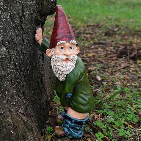 Naughty Peeing Gnome Statue With White Beard Fairy Garden Etsy