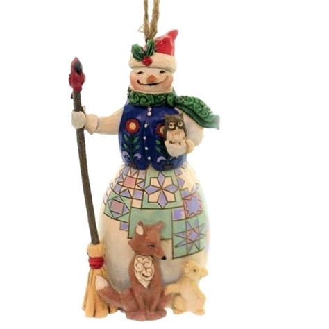 Jim Shore Heartwood Creek Snowman With Animals Hanging Ornament Jac
