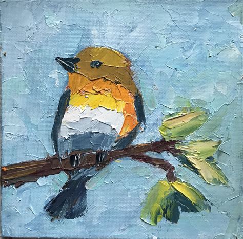 Pintura Al óleo De Aves Impasto Arte Pared Pájaro Abstracto Etsy