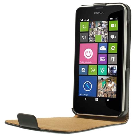 Nokia Lumia 630 Lumia 630 Dual Sim Vertical Flip Leather Case Black