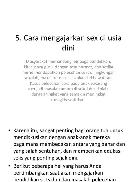 5 Cara Mengajarkan Sex Di Usia Dini Power Point Pdf