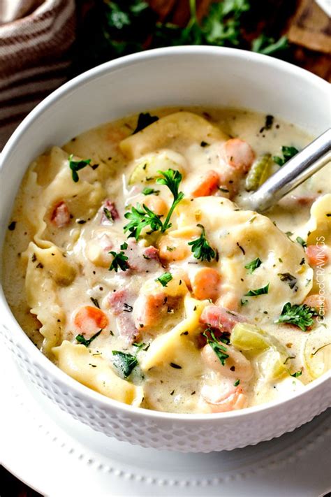 Key ingredients for italian ham and white bean orzo soup. One Pot Hearty, Cozy, Creamy White Bean And Ham Tortellini ...
