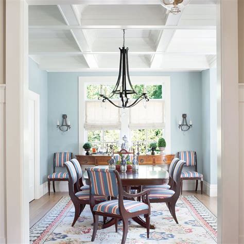 Eclectic Dining Room With Coffered Ceiling Luxe Interiors Design