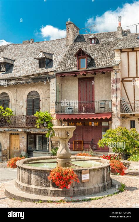 France Aveyron Fortified Town Of Najac Fountain Labelled Most