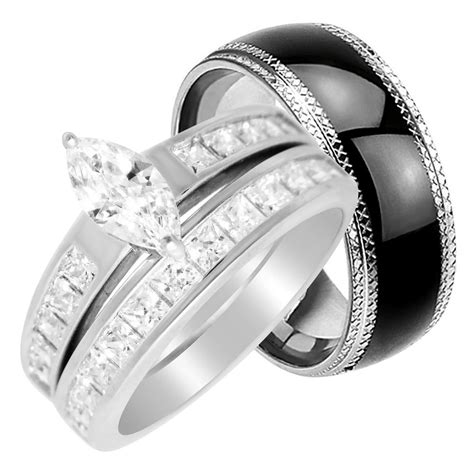 Laraso And Co His Hers Wedding Rings Set Cheap Matching Wedding Bands