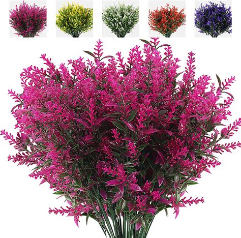 buy recutms 8 bundles artificial flowers fake outdoor plants faux uv resistant lavender flower