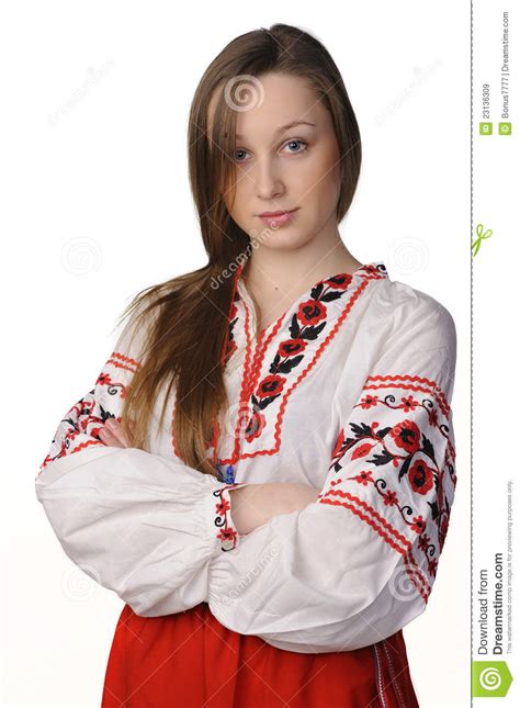 Girl In Ukrainian National Costume Stock Image Image Of Slavic