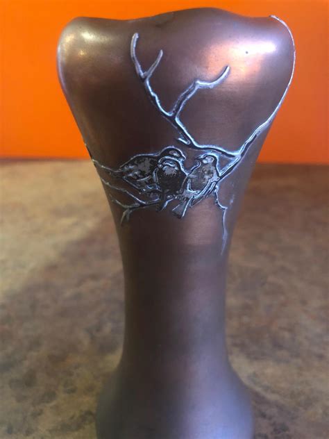 Arts And Crafts Sterling Silver On Copper Vase By Heintz Art Metal At