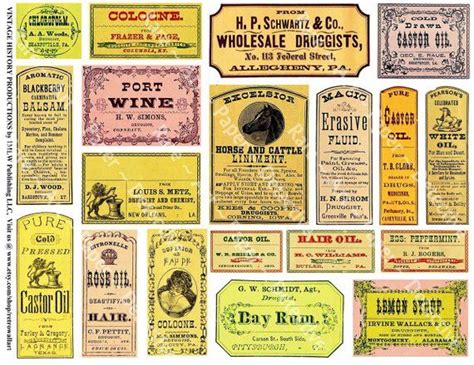 Printed Sheet Apothecary Labels This Is A Wonderful Set Of 1800s