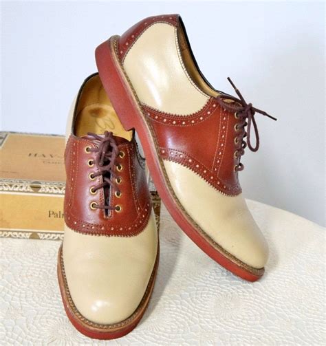 Vintage Shoes Mens Oxfords Saddle Shoes Bostonian Tan And Etsy