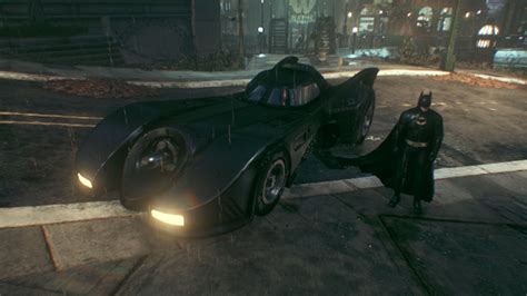 Batman Arkham Knight 1989 Batman Skin Standing By 1989 Batmobile