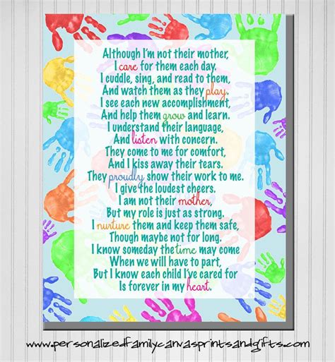 Personalized Gallery Wrapped Daycare Provider Poem Canvas Print Personalized Canvas Print
