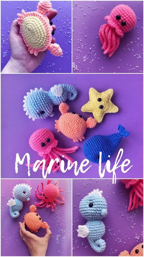 Small Toys Marine Life Amigurumi Soft Toys Sea Creatures Easy Crochet