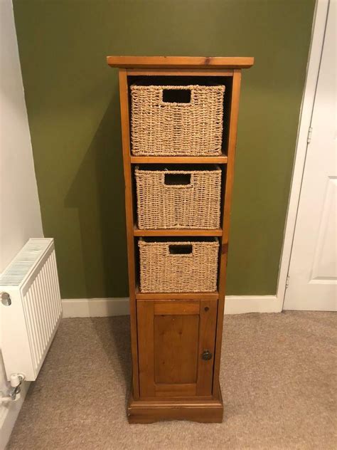 Tallboy Storage Wooden Unit With Baskets In Southampton