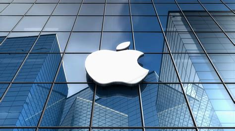 Editorial, Apple Inc. logo on glass building. Motion Background 00:10 ...