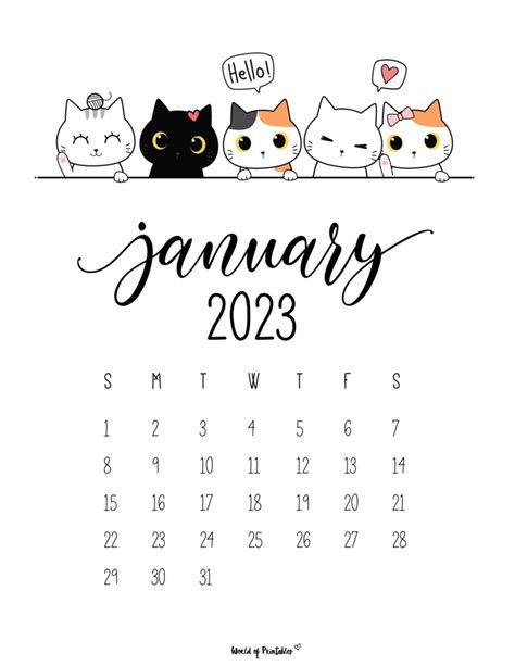 Free Printable January 2023 Calendars World Of Printables