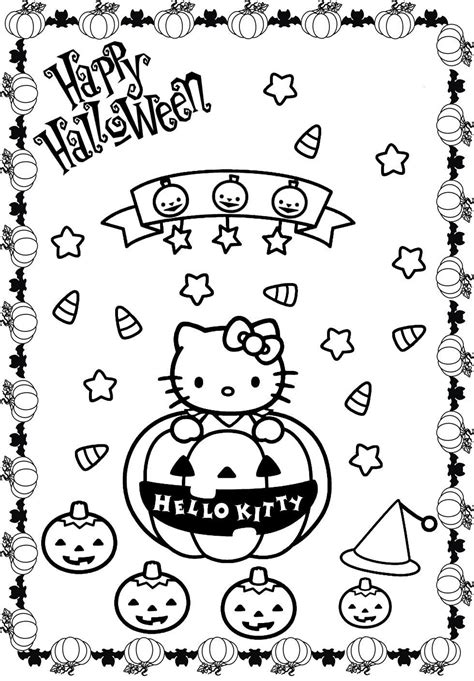 Cartoon Of Hello Kitty Halloween Coloring Pages Coloring Pages
