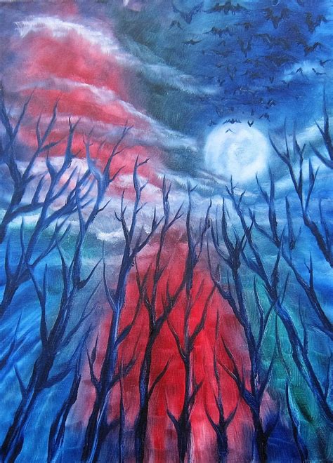 Dark Forest Original Oil Painting On Canvas Free Domestic Shipping